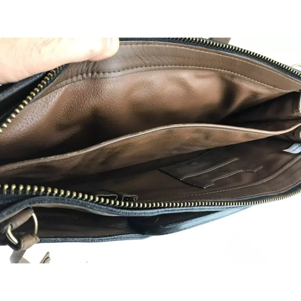 Savaage Briefcase Document Case Bag Unisex Brown Genuine Leather Top‎ Handle
